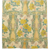 複製，アールヌーボー模様，ヴィンテージ,フローラ シャワーカーテン (正面)