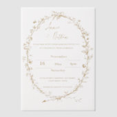 複雑かわいらしな華美金ゴールドフレ結婚ーム ベラム紙招待状 (正面)
