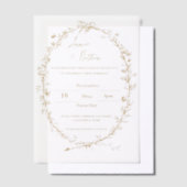 複雑かわいらしな華美金ゴールドフレ結婚ーム ベラム紙招待状 (オフセット)