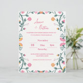 複雑なかわいらしフローラフレーム結婚式招待状 (スタンド正面)