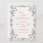 複雑なかわいらしフローラフレーム結婚式招待状 (正面)