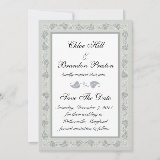 複雑なつる植物が日付を保存 セーブザデート (正面)