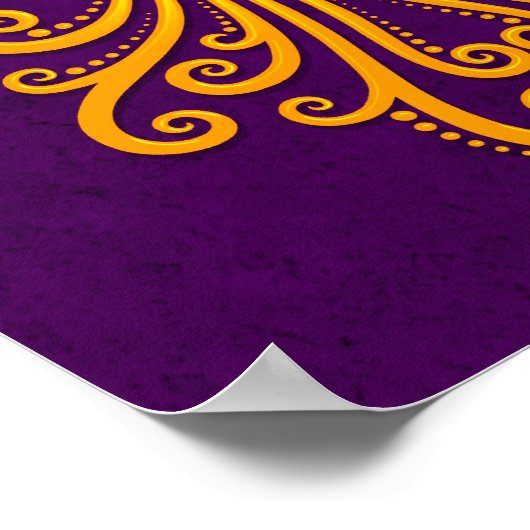 複雑なイエローアクエリアス〔占星術の〕十二宮図オンパープル ポスター (角)