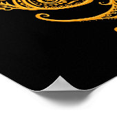 複雑なイエローピセス〔占星術の〕十二宮図オンブラック ポスター (角)