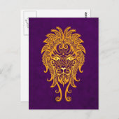 複雑なイエローレオ〔占星術の〕十二宮図オンパープル ポストカード (正面/裏面)