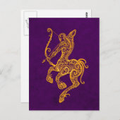 複雑なイエロー射手座〔占星術の〕十二宮図オンパープル ポストカード (正面/裏面)