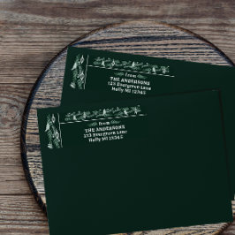 複雑なエバーグリーンガーランドモダンホリデーリターン ラベル