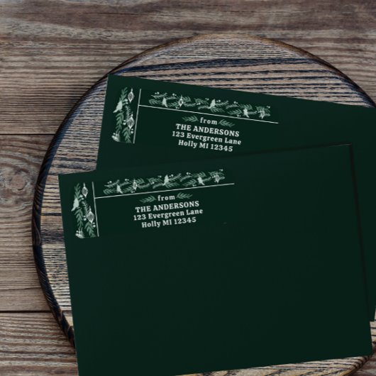 複雑なエバーグリーンガーランドモダンホリデーリターン ラベル