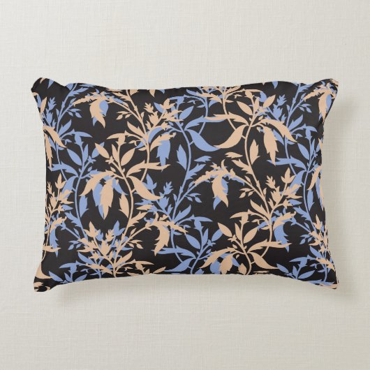 複雑なエレガントフローラを特徴とする繊維デザイン アクセントクッション (正面)