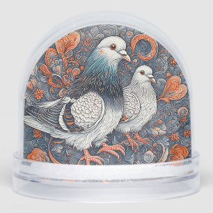 複雑なエレガントフローラ芸術の中の鳩ペア