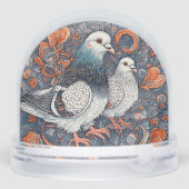 複雑なエレガントフローラ芸術の中の鳩ペア (裏面)