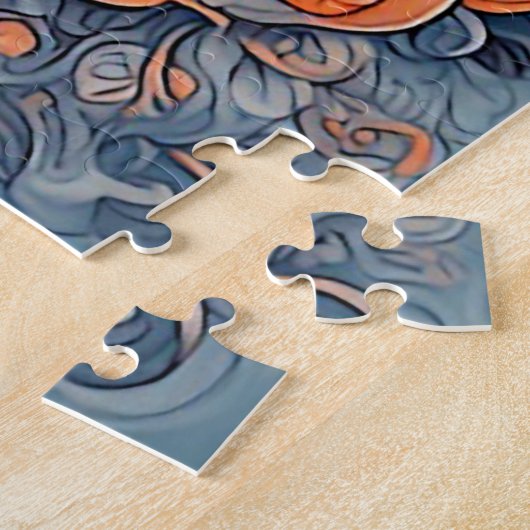 複雑なエレガントフローラ芸術の中の鳩ペア ジグソーパズル (側面)