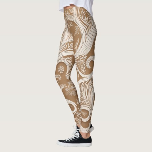 複雑なエレガントホワイトデザインオンタンレギンス レギンス (左)