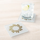 複雑なエレガント金ゴールドの葉を特徴とするコースター。 ガラスコースター (アングル)