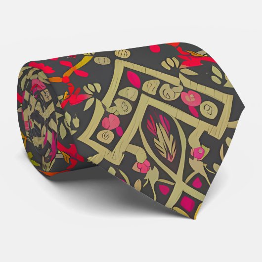 複雑なオリエンタル伝統的ラグのモチーフデザイン ネクタイ (ロール)