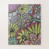 複雑なカラフルな花の落書きアートパターン ジグソーパズル (縦)