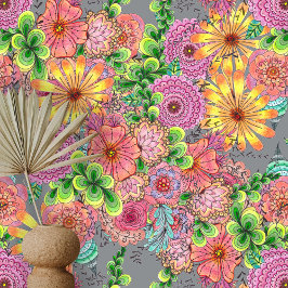 複雑なカラフル花や葉を枯らす 壁紙