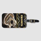 複雑なギターデザインとドラゴン詳細 ラゲッジタグ (正面横)