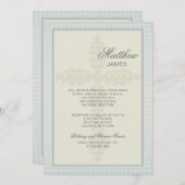 複雑なクロス(ブルーグレー)宗教招待状 招待状 (正面/裏面)