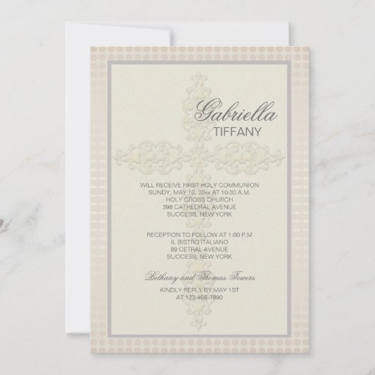 複雑なクロス（桃）宗教招待状 招待状 (正面)