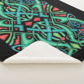 複雑なケルト結び目模様デザインレッドドラゴンヘッド シェルパブランケット (3/4)