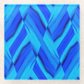 複雑なコバルトブルー大理石パターン ガラスコースター (正面)