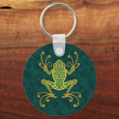 複雑なゴールデンブルーツリーカエル キーホルダー (正面)