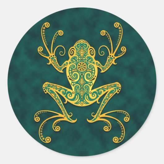 複雑なゴールデンブルーツリーカエル ラウンドシール (正面)