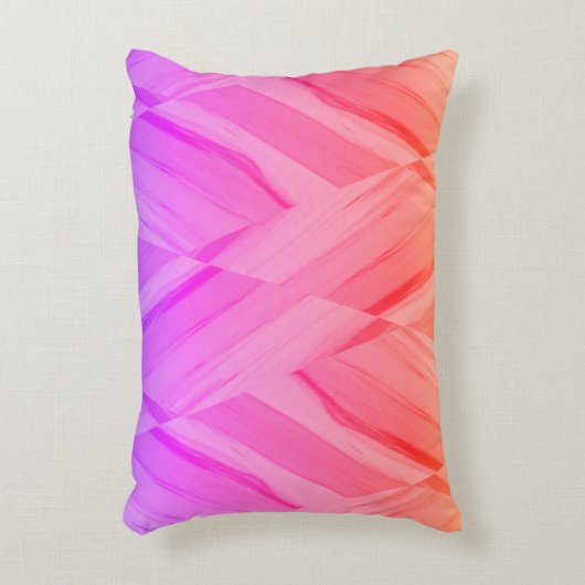 複雑なサンゴとピンクの色合いの大理石のパターン アクセントクッション (正面(垂直))