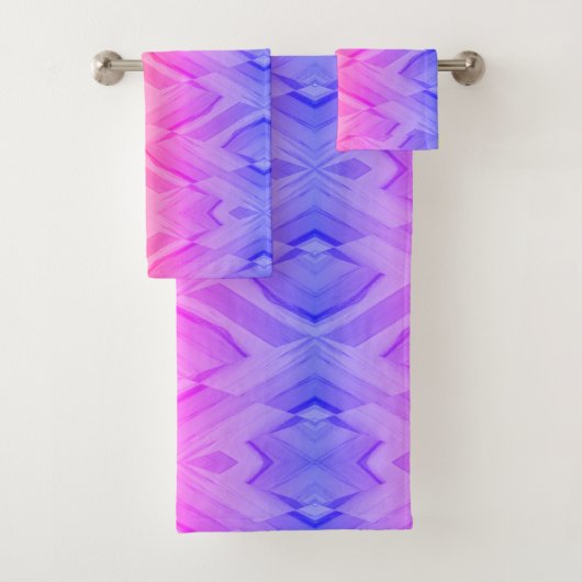 複雑なサンゴとピンクの色合いの大理石のパターン バスタオルセット (インサイチュ)