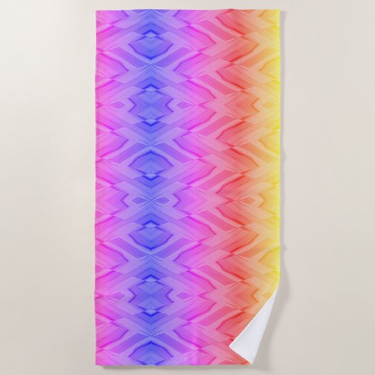 複雑なサンゴとピンクの色合いの大理石のパターン ビーチタオル (正面)