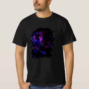 複雑なジオメトリカラーネオンパターン Tシャツ