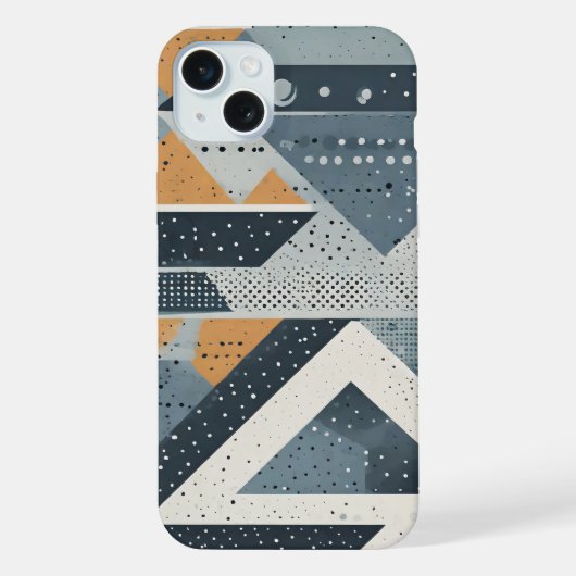 複雑なジオメトリ形状（灰色） iPhoneケース (裏面)