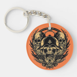 複雑なスカルデザイン キーホルダー