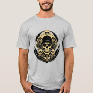 複雑なスカルデザイン Tシャツ