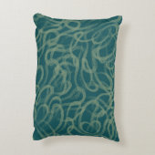 複雑なスティプルされたテクスチャ、ターコイズ抽象芸術パット アクセントクッション (裏面(縦))