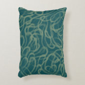 複雑なスティプルされたテクスチャ、ターコイズ抽象芸術パット アクセントクッション (正面(垂直))