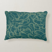 複雑なスティプルされたテクスチャ、ターコイズ抽象芸術パット アクセントクッション (裏面)