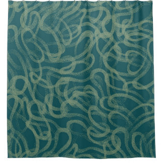 複雑なスティプルされたテクスチャ、ターコイズ抽象芸術パット シャワーカーテン
