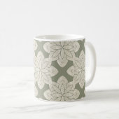 複雑なセージ緑の花 コーヒーマグカップ (正面右)