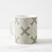 複雑なセージ緑の花 コーヒーマグカップ (正面左)