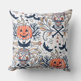 複雑なダークハロウィーンスカルパンプキンパターン クッション