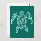 複雑なティール(緑がかった色)ブルーシーカメ ポストカード (正面/裏面)