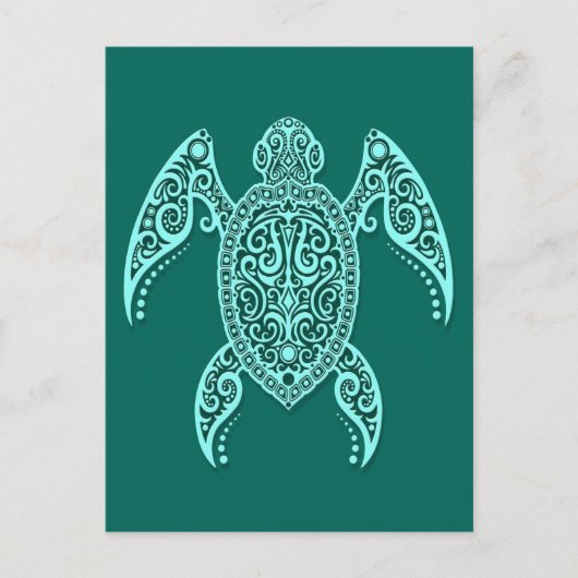 複雑なティール(緑がかった色)ブルーシーカメ ポストカード (正面)