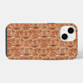 複雑なテラコッタ色の3D幾何学レリーフ iPhoneケース (裏面横)