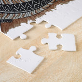 複雑なデザインのシカの木びき台 ジグソーパズル (側面)