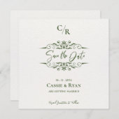 複雑なデザインモノグラム結婚式の日付を保存 (正面/裏面)