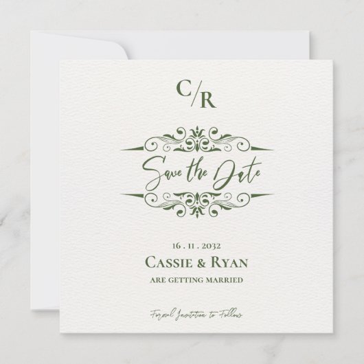 複雑なデザインモノグラム結婚式の日付を保存 (正面)