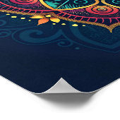 複雑なデジタルマンダラ:色の万華鏡のように千変万化するパターン ポスター (角)