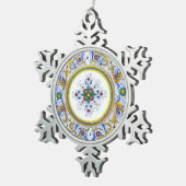 複雑なデルタのモチーフフローラ渦巻模様 スノーフレークピューターオーナメント (右)